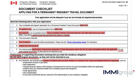 Document Checklist: Application for a Permanent Resident Card .